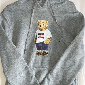 Ralph Lauren Grey Hoodie with Bear Graphic
